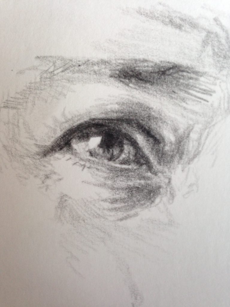 eye drawing oil pencil